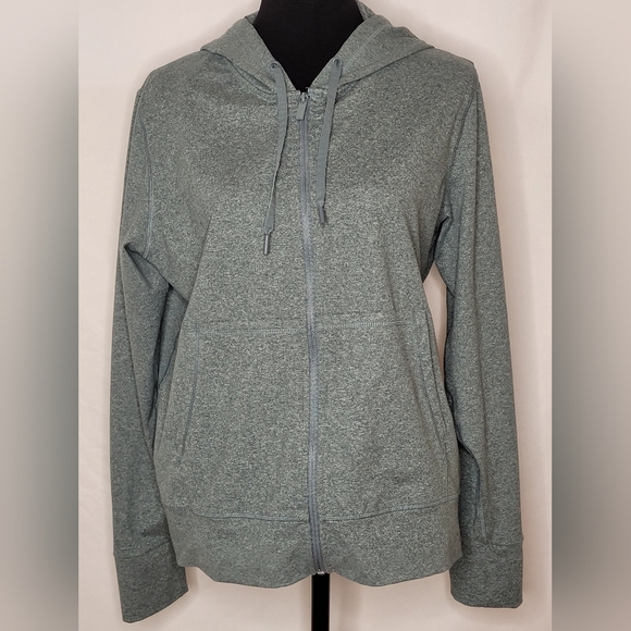 Yogalicious Tops - Yogalicious Lux Heather Green Full Front Zip Hoodie Jacket - Size XL